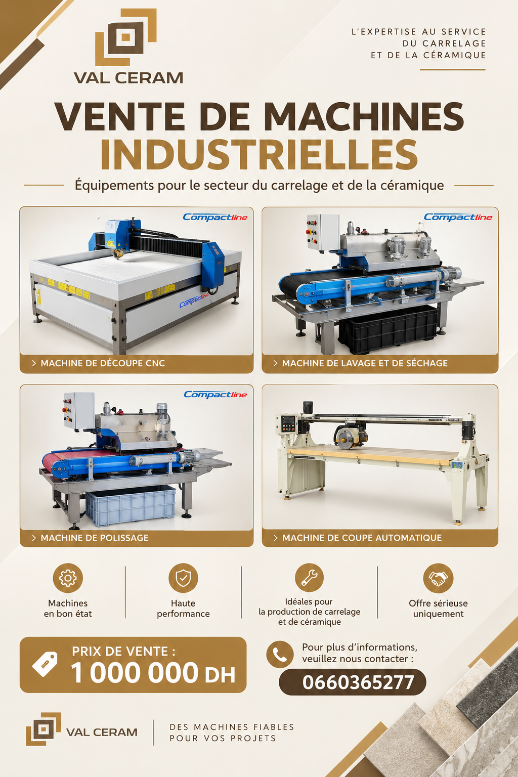 Machines industrielles de découpe de carrelage á vendre